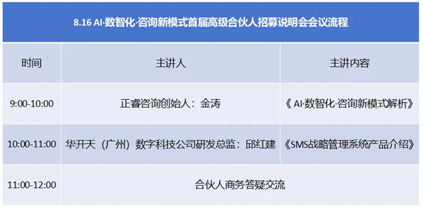 AI·數(shù)智化·咨詢新模式首屆高級合伙人招募說明會震撼來襲！